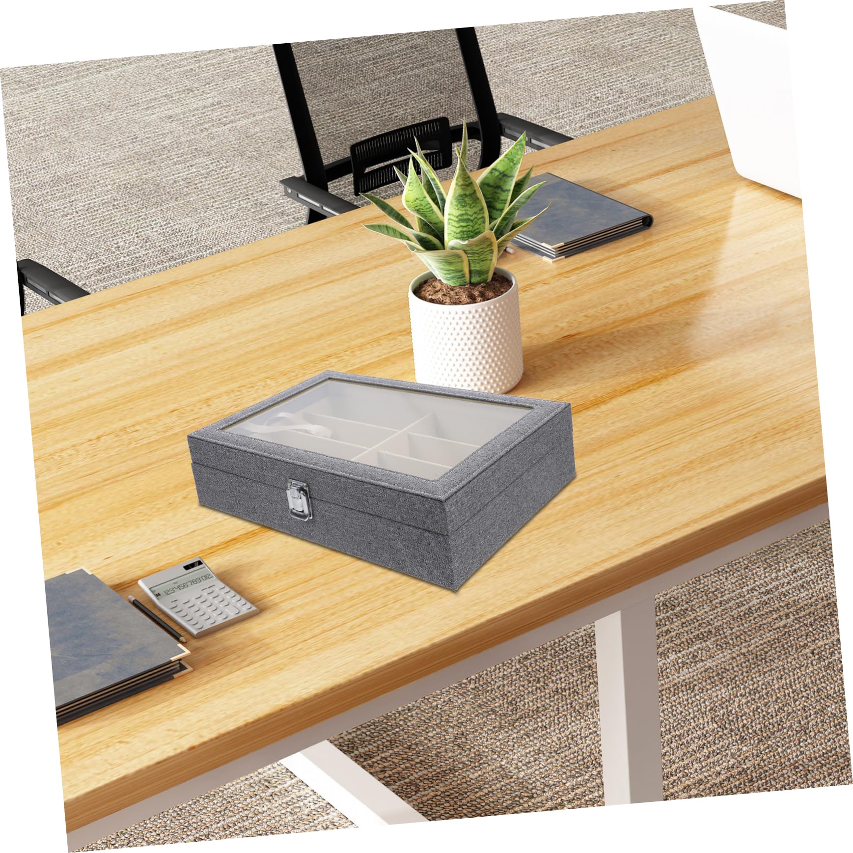 Organizador de Gafas y Lentes con Compartimentos Caja Expositora Transparente Gafas de Sol y Accesorios Almacenamiento Práctico