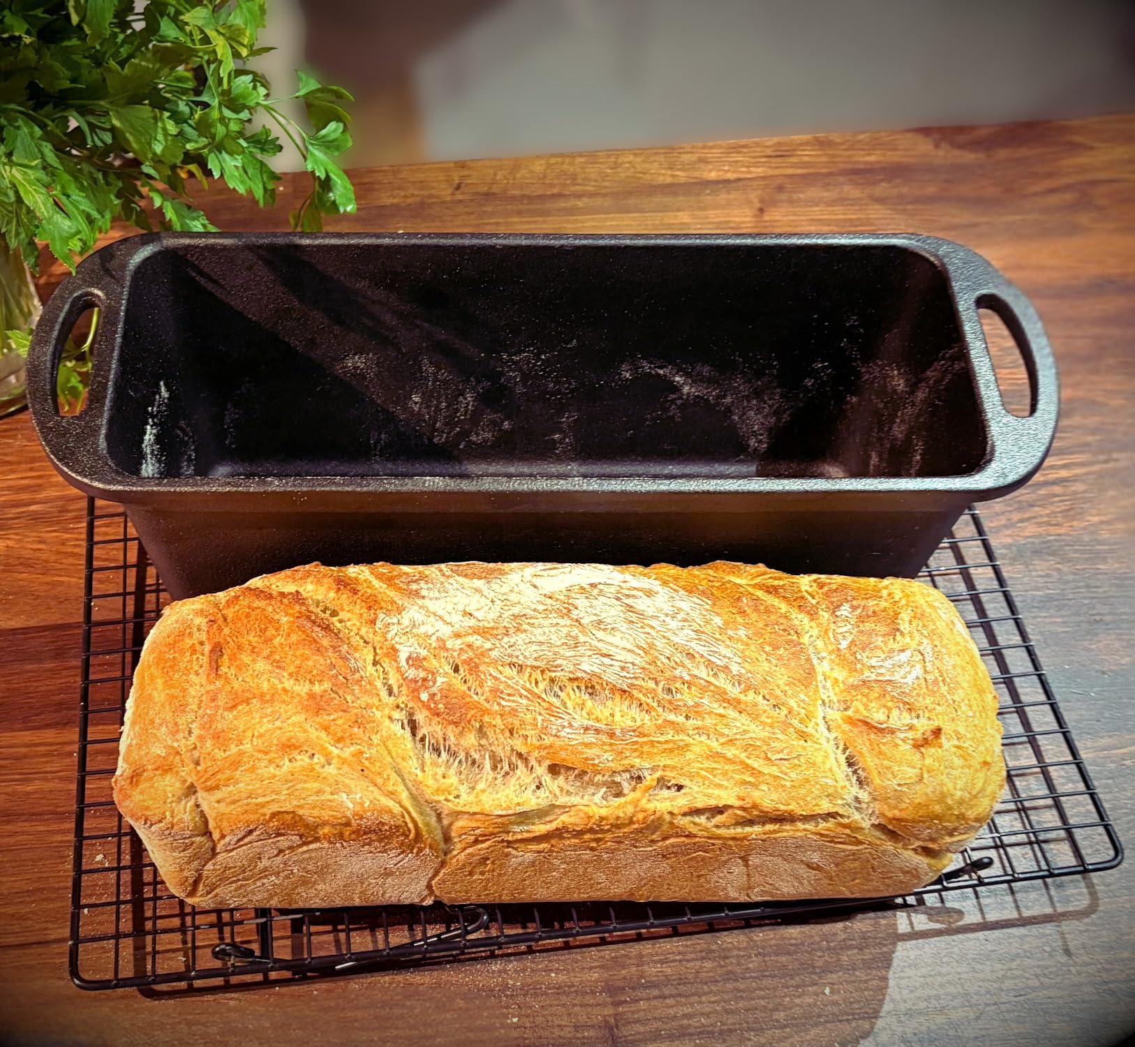 Moule à pain en fonte de 3 l avec couvercle – Casserole rectangulaire idéal pour le pain et les gâteaux – Cake mold pour Dutch Oven