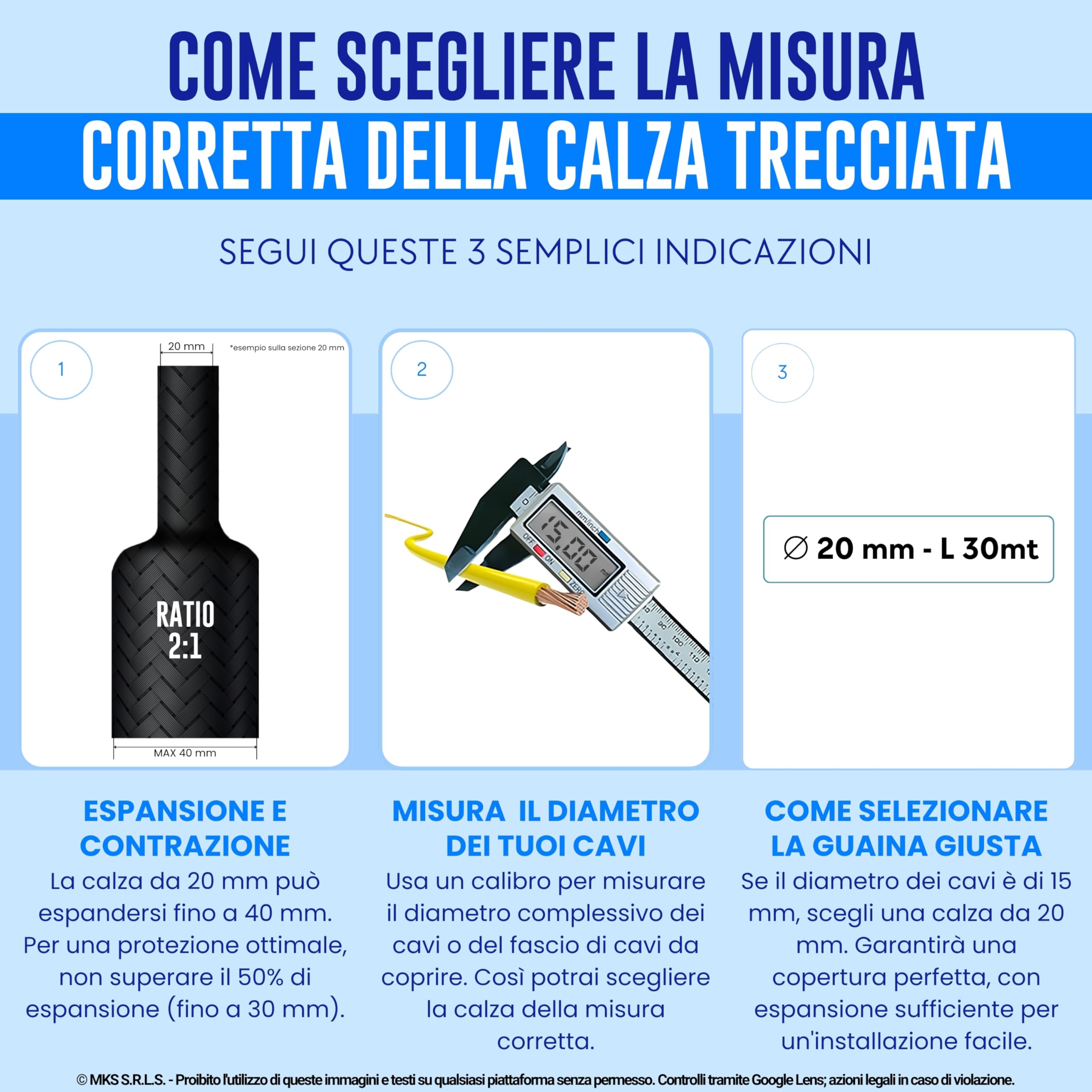 MarketConnect® Guaina Cavi Espandibile Ø 40mm, L 15mt • Raccogli e Nascondi Cavi • Ideale per Scrivania e TV • NERO • INDUSTRIALE SMALL