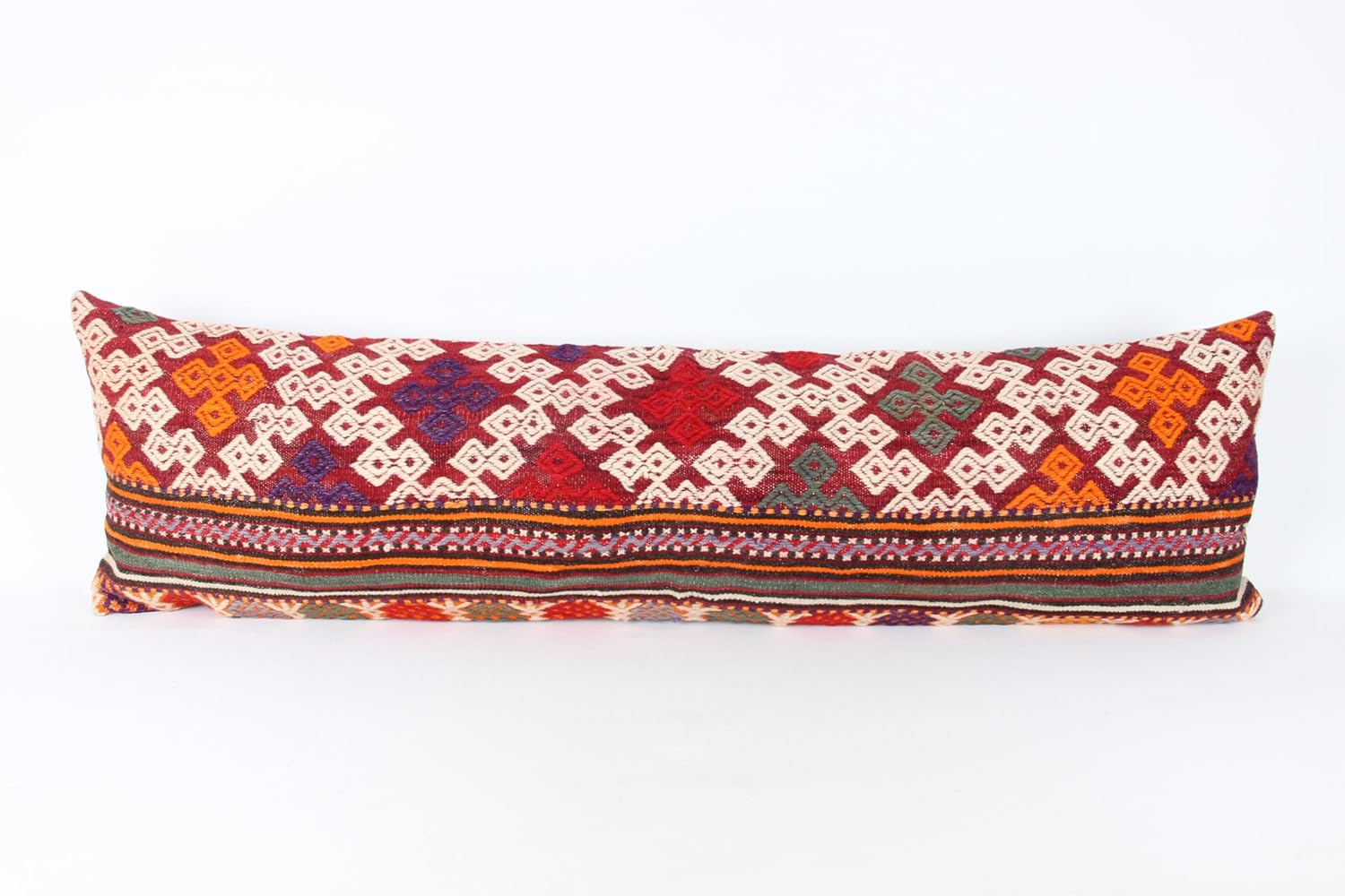 King Size Kilim Pillow Cover 14x47 inch Bedding Lumbar Twin Extra Long Queen Cushion Classy Boho Design Housewarming Chevron Throw