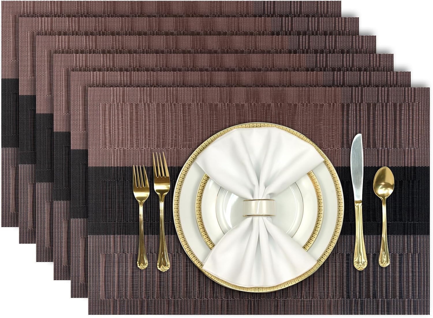 Placemats Set of 6 Dining Table Place Mats | Placemats Table Mat PVC Material | Non-Slip Heat Resistant | Dining Tablemates Washable Anti-Skid | Size 45 x 30cm (Black White Lattice Block) — Amazon image 13