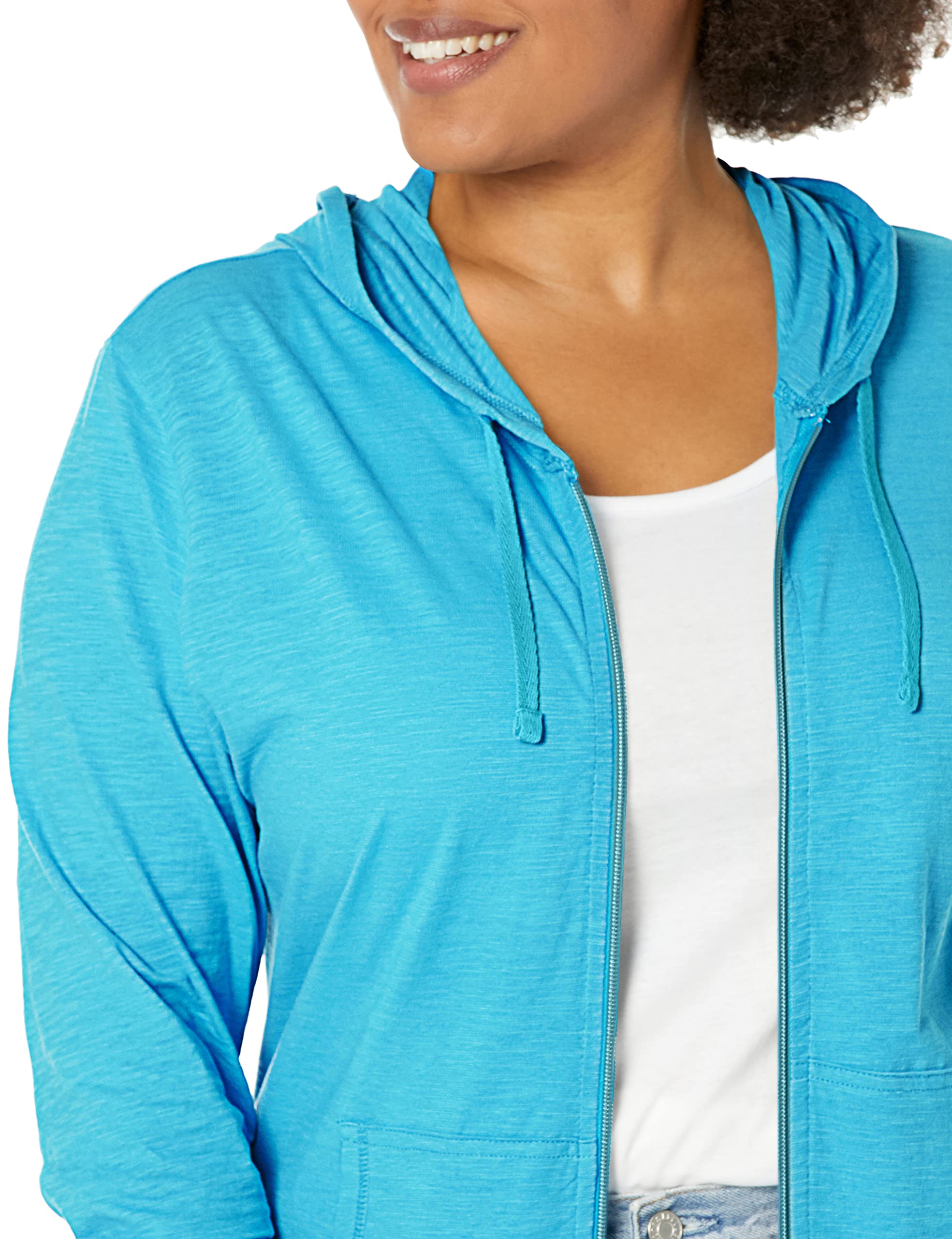 Hanes Slub Knit Full-Zip Hoodie, Textured Cotton Zip-up T-Shirt Hoodie For Women Camisa Mujer (Pack de 1)