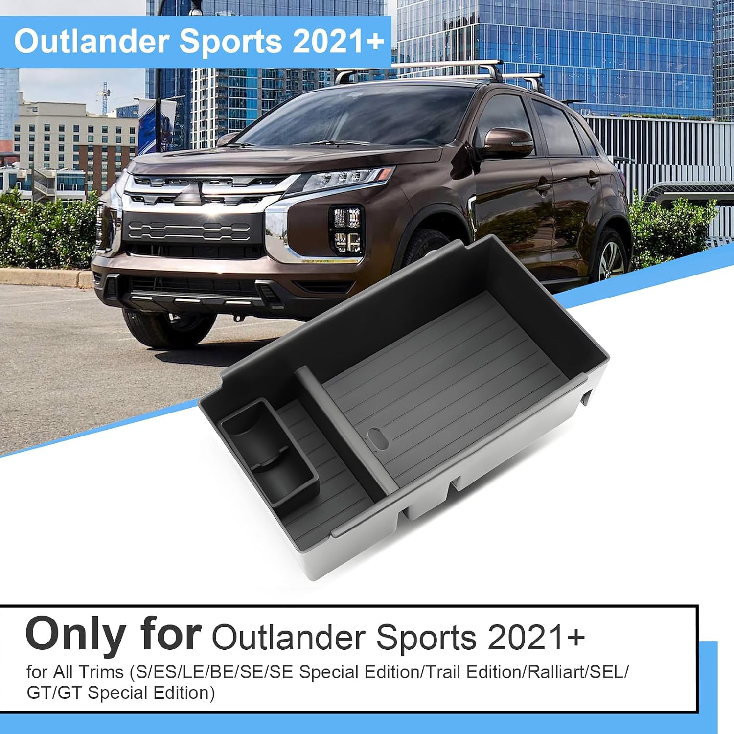 2021-2025 2026 Outlander Sport Center Console Organizer, (S/ES/LE/SE/Trail Edition/Ralliart/SEL/GT), Durable ABS Console Tray 2023 2024 2025 Outlander Sport Accessories (Not for Outlander)