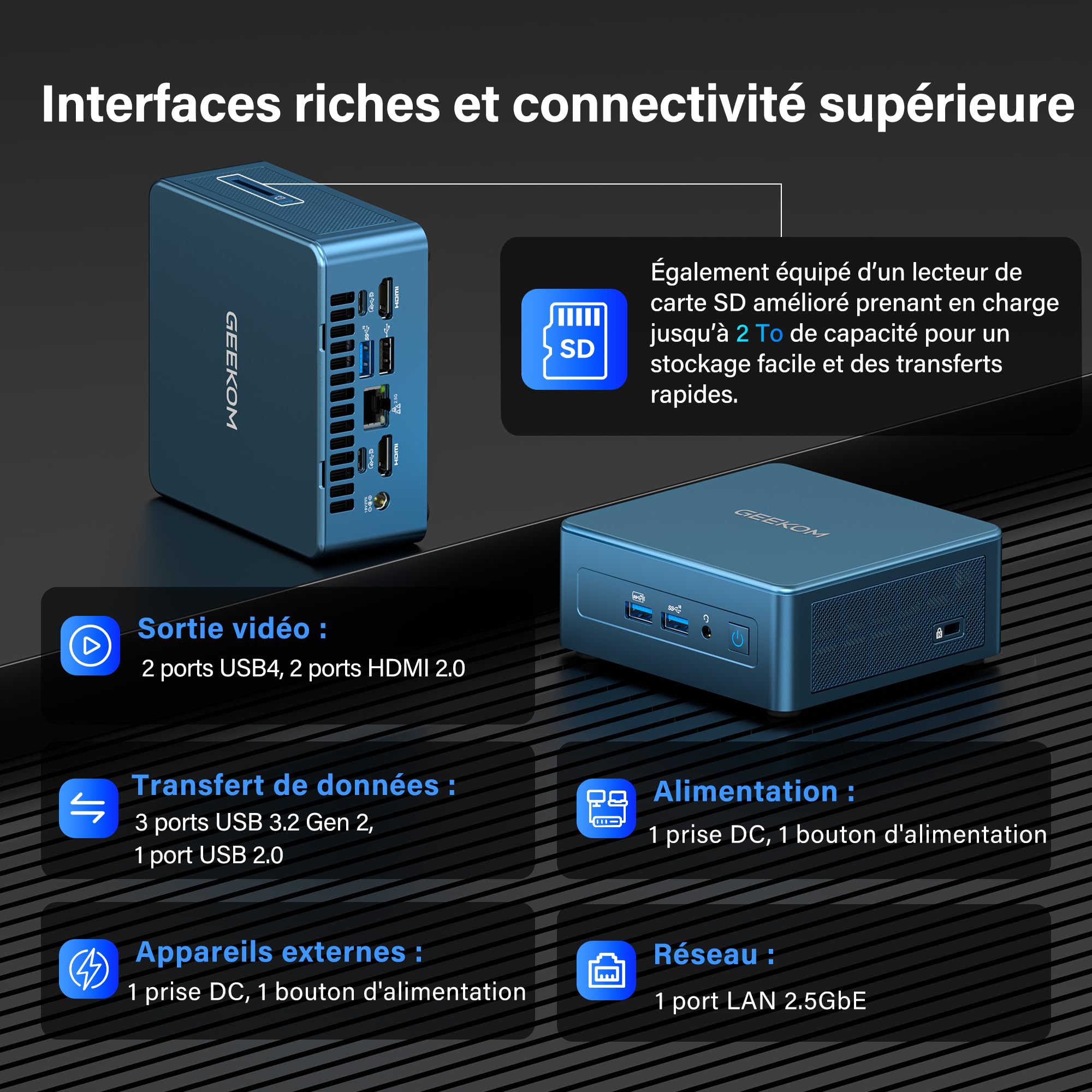 GEEKOM IT12 Mini PC Nouveauté 2026 avec Intel i5-12450H, 16 Go RAM 512 Go SSD (Évolutif), Windows 11 Pro, 8K Quad-Display, 2xUSB4, Lecteur SD, 2.5G LAN, Mini Ordinateur de Bureau -Maison/Professionnel