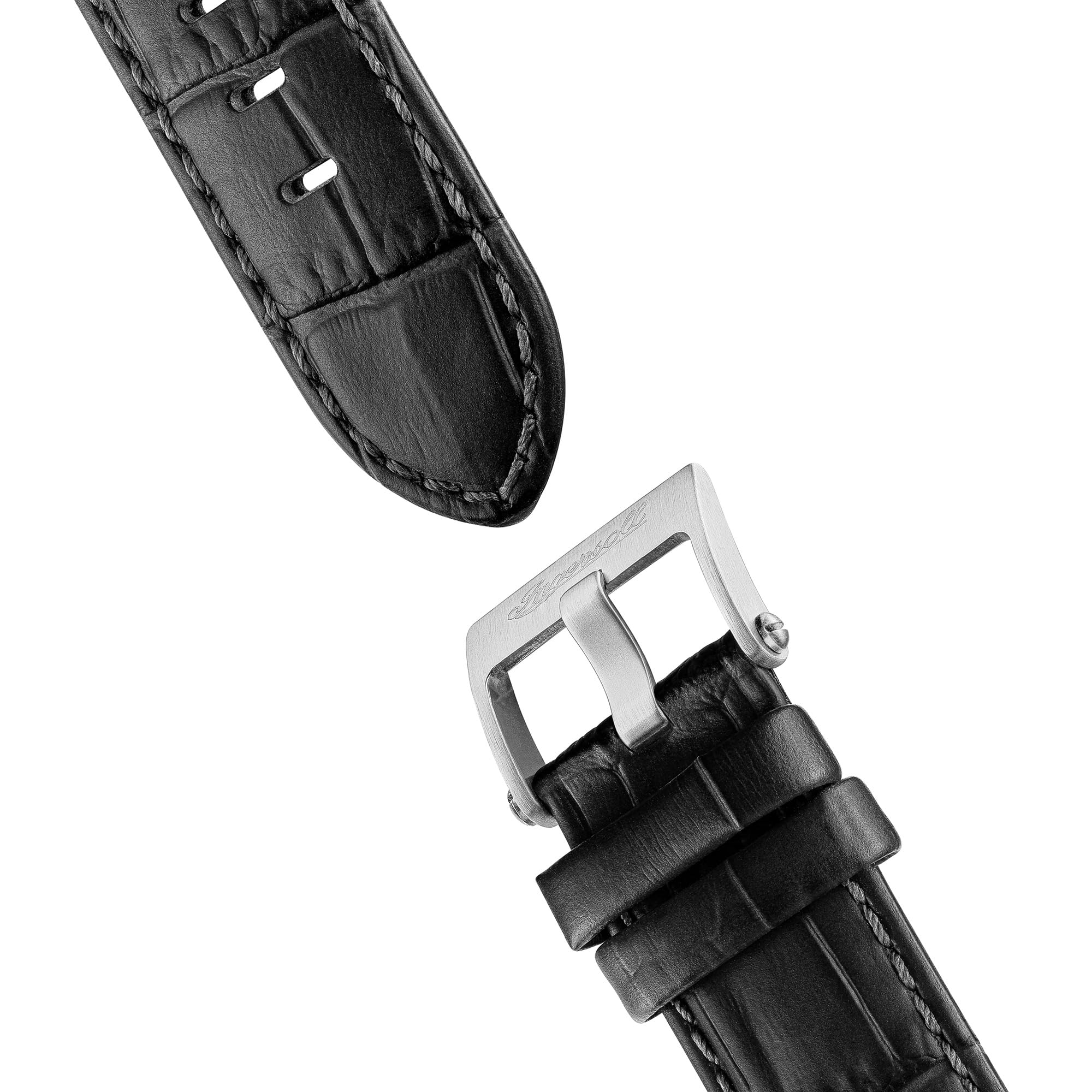 Ingersoll The Guy I17501 męski automatyczny zegarek 44 mm z szarą tarczą i czarnym skórzanym paskiem