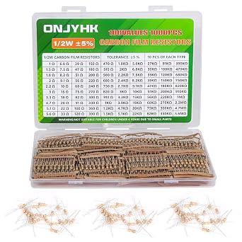 100Values 1000PCS 1/2W Resistor Kit Carbon Film Resistors Assortment 1 Ohm to 5.6M Ohm 1/2Watt 5% Resistencia Electrica Assorted Set