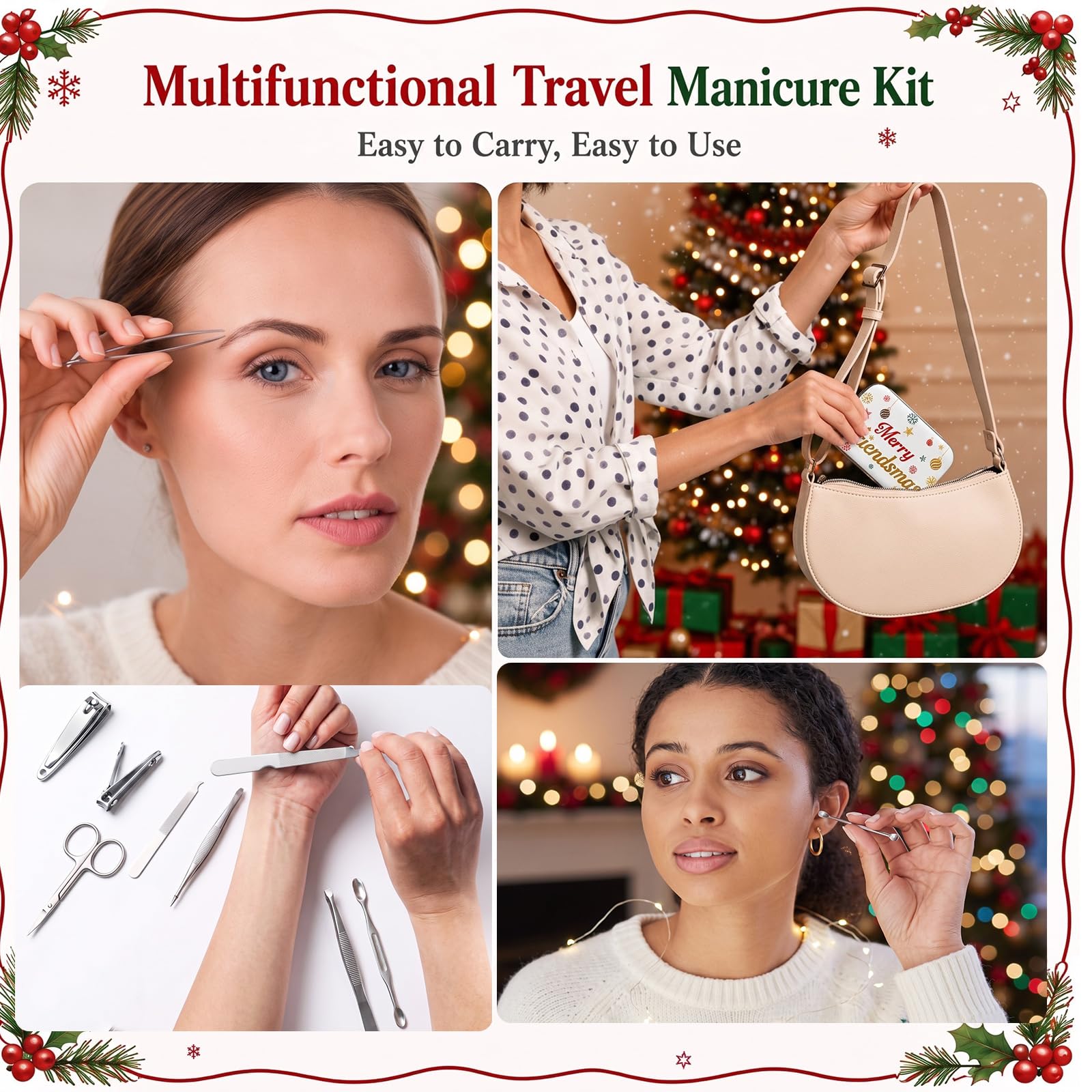 Chumia Juego de 12 kits de manicura de Navidad a granel, recuerdos de
