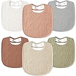 Susurration Muslin Baby Bibs 6 Pack Bandana Drool Bibs,Soft Square Adjustable Baby Drooling Bibs for Unisex Girls & Boys(Brown)