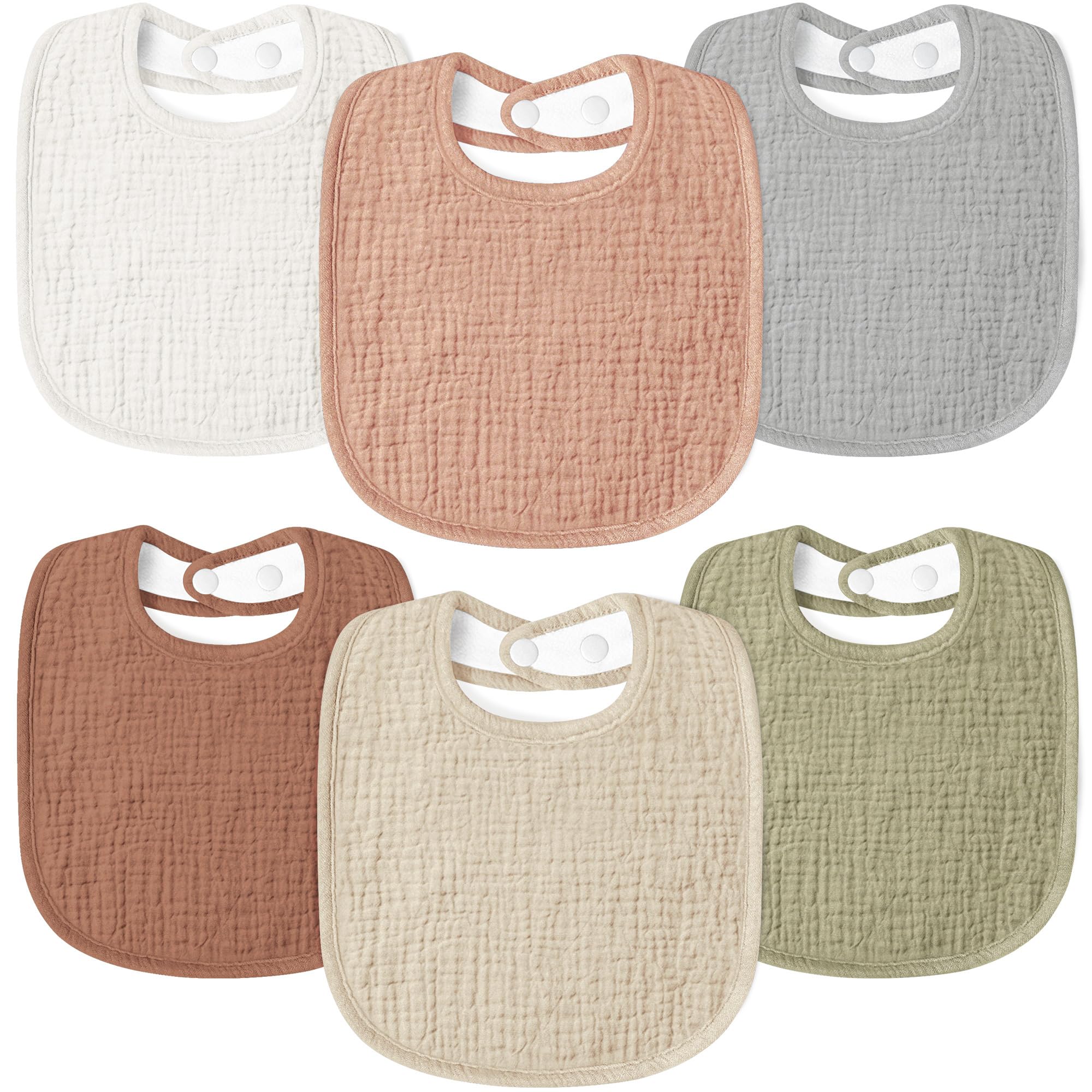 Susurration Muslin Baby Drool Bibs 6Pack Soft Square Adjustable Baby Bandana Bibs for Unisex Girls & Boys