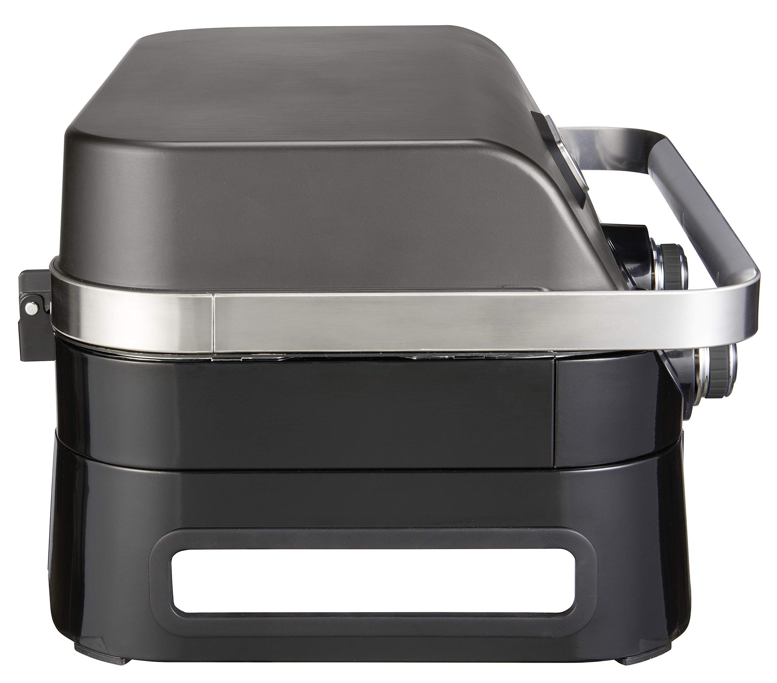 Campingaz Attitude 2100 LX, Griglia a Gas, da Tavolo Portatile, 2 Bruciatori in Acciaio, Potenza di 5 kW, per Campeggio con Coperchio, Termometro, Plancha in Ghisa, Grigio/Nero