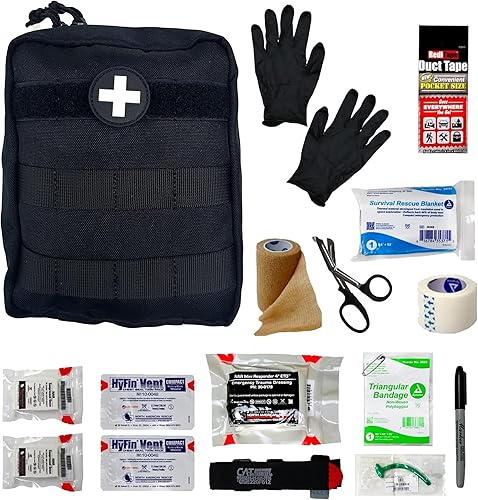 IFAK (kit de primeros auxilios individual) Kit de trauma con torniquete CAT - Bolsa médica para táctica, al aire libre, senderismo, militares - Kit