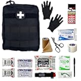 IFAK (Individual First Aid Kit) Trauma Kit with CAT Tourniquet — Medical Pouch for Tactical, Outdoor, Hiking, Military — Backpacking Emergency Medical Kit for Bleeding Control (Black)