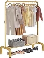 Vista 14 de JIUYOTREE Perchero de Metal para Ropa, Perchero para Prendas de 43.3 Pulgadas con Estante Inferior para Colgar Ropa, Abrigos, Faldas, Camisas, Negro