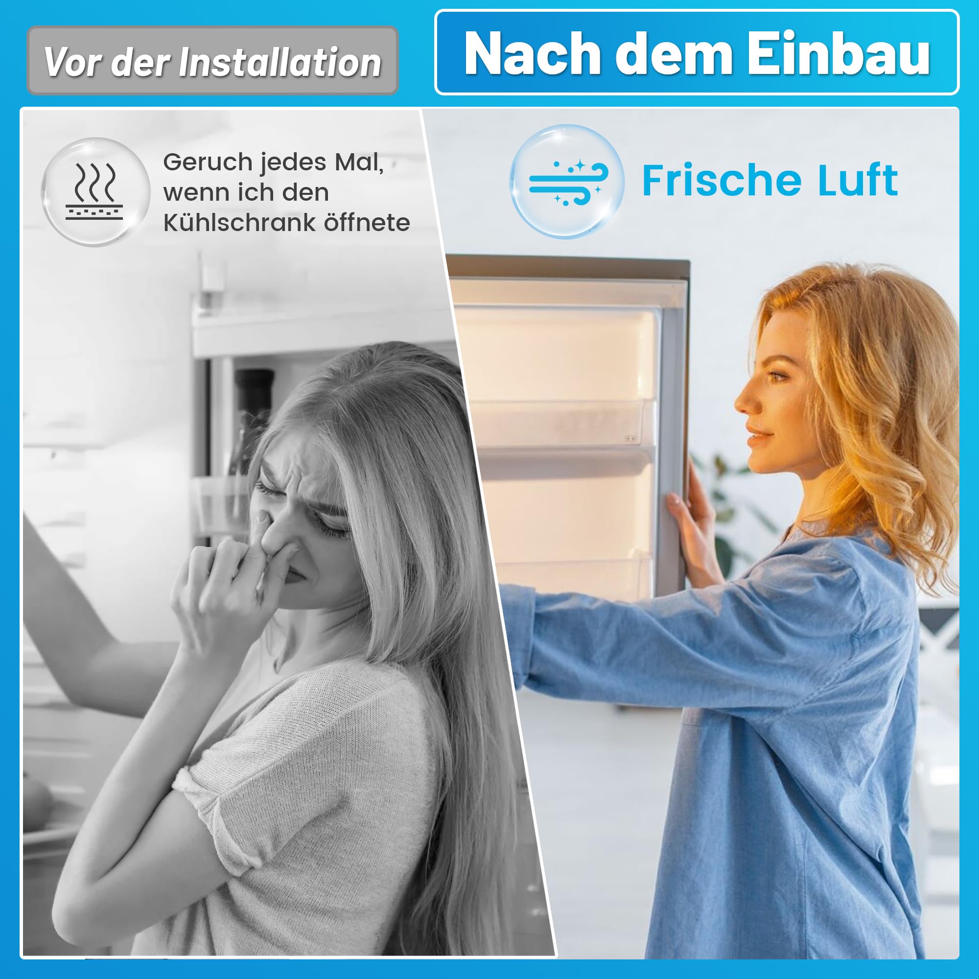 Lot de 4 filtres à charbon actif pour réfrigérateurs 9096989 9882460 9882429 988246000 7440021-00 Fresh Air avec charbon actif