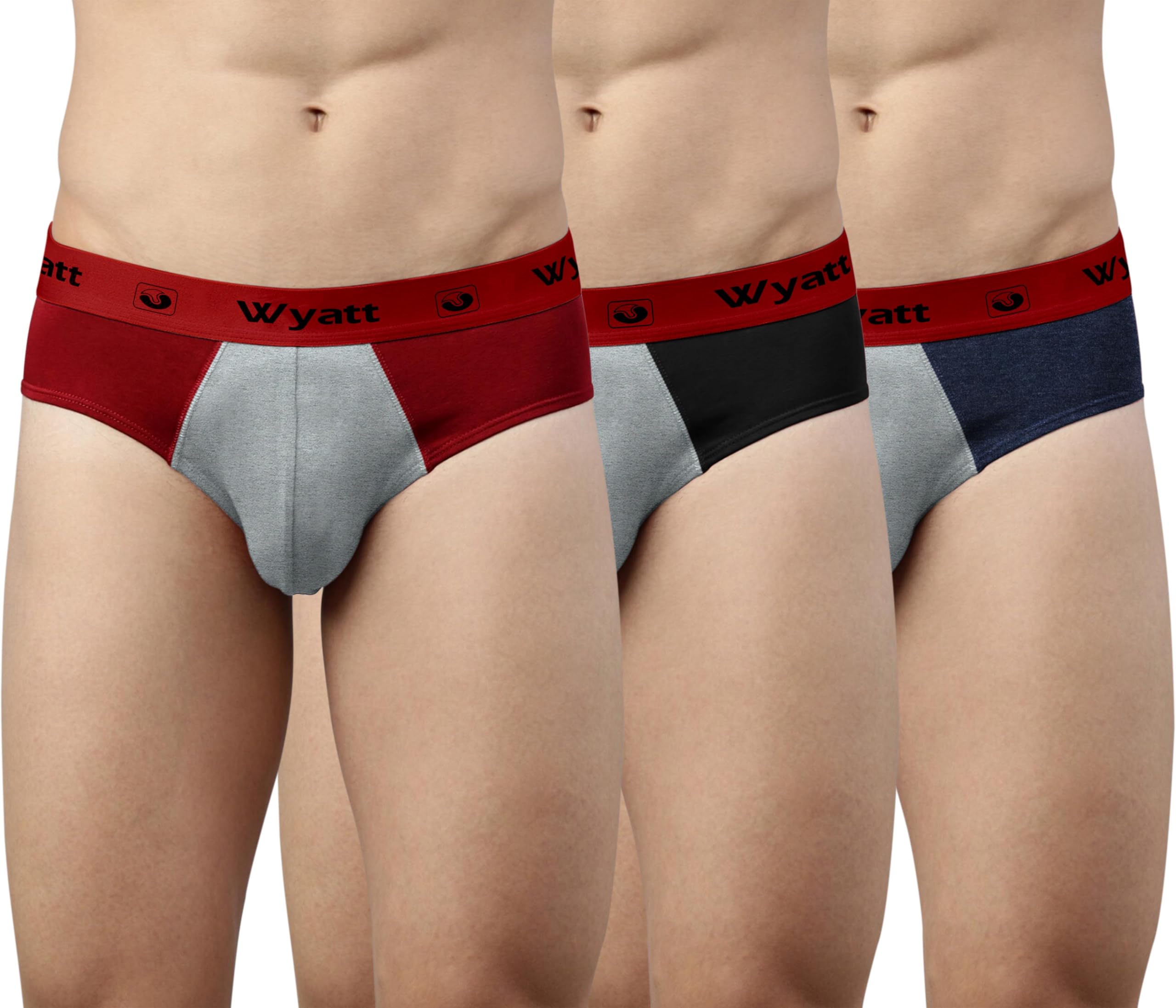 wyatt Mens Regular Cotton Blend Multicolor Brief (Pack of 3)-picture-17