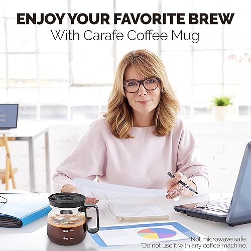 Miniatura 3 de Taza con forma de cafetera de 16 onzas, divertida taza de bebida para los amantes del café. Bonita jarra de fondo plano con asa. Regalos para