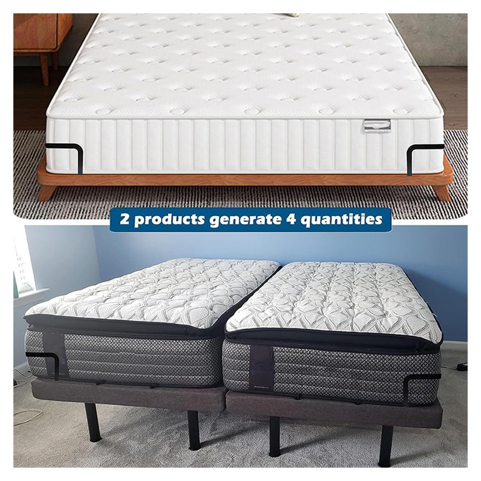 Supports De Matelas Anti-Glisse - Lot De 4 Pour Cadre De Lit, Fixation Facile