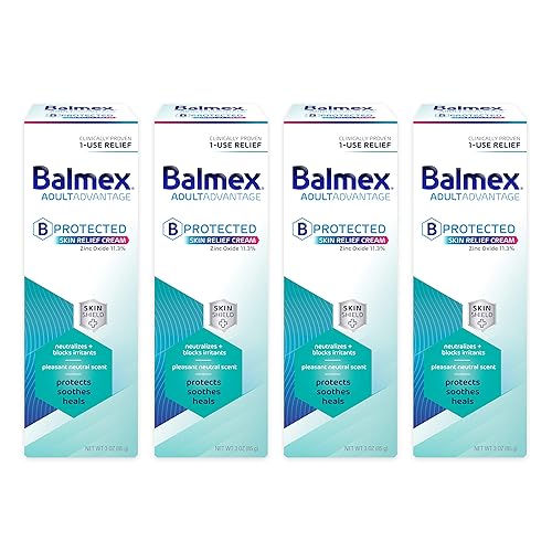 Balmex AdultAdvantage BProtected Skin Relief Cream, con tecnología SkinShield para proteger, calmar y curar la piel sensible, 3 onzas (paquete de 4)