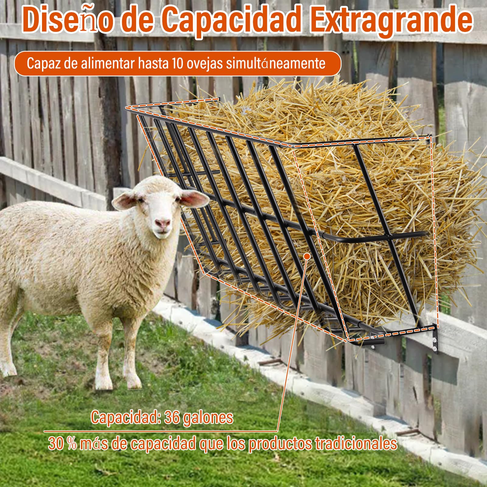 Comedero para Ovejas, Comedero para Cabras EE Gran TamañO Montado en la Pared, Comederos Colgante para Ovejas, Caballos, FáCil EE Instalar en la Granja