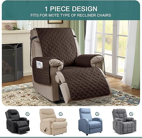 Miniatura 3 de Ruaozz Funda para silla reclinable 100% impermeable, antideslizante, funda de asiento para silla reclinable, lavable, con correas elásticas para