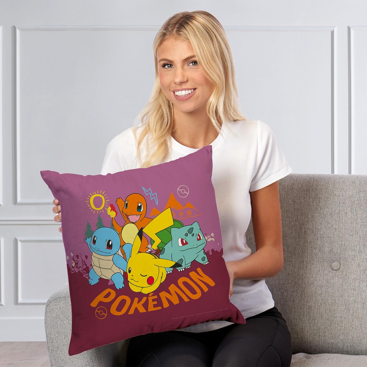 NORTHWEST Pokemon Pillow, 18" x 18", Go Outside