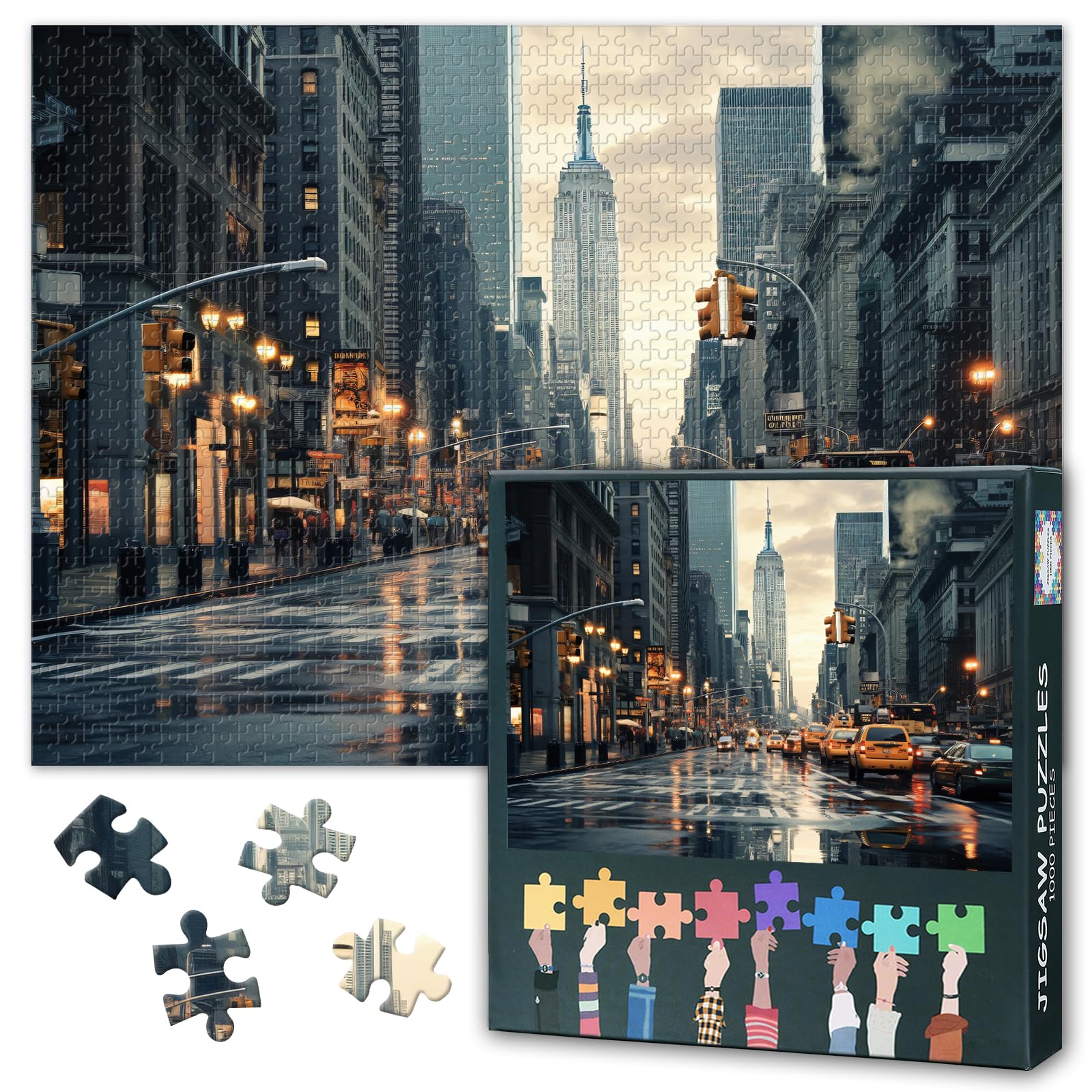 Puzzles for Adults 1000 Pieces: Street in New York City view Beautiful Jigsaw Puzzle - Challenging 1000 Piece Puzzle for Adults, Premium Puzzle 1000 Pieces for Home Decor or Gift 27.5"x19.6"/70*50cm