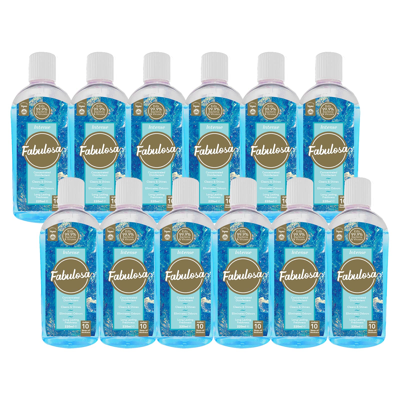 Fabulosa4 in 1 Concentrated Antibacterial Disinfectant All Purpose Cleaner, 220ml, 12 pack, Intense