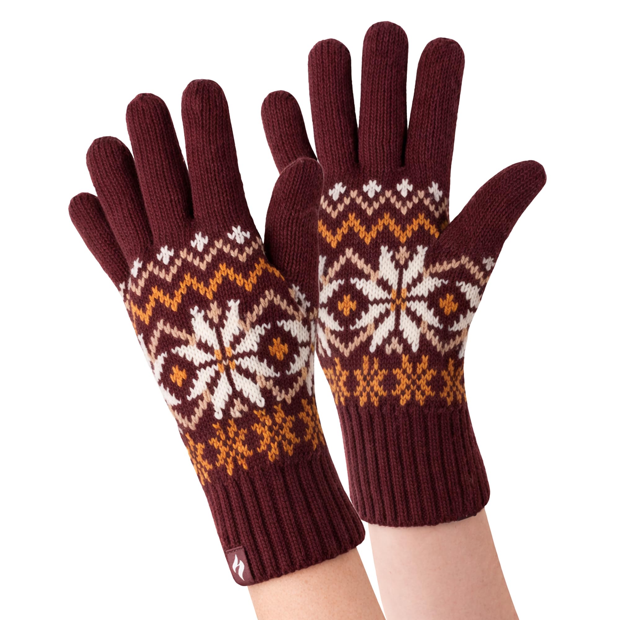 Heat Holders Knitted Thermal Insulated Gloves - Red - M/L - Fleece/Fur Lined