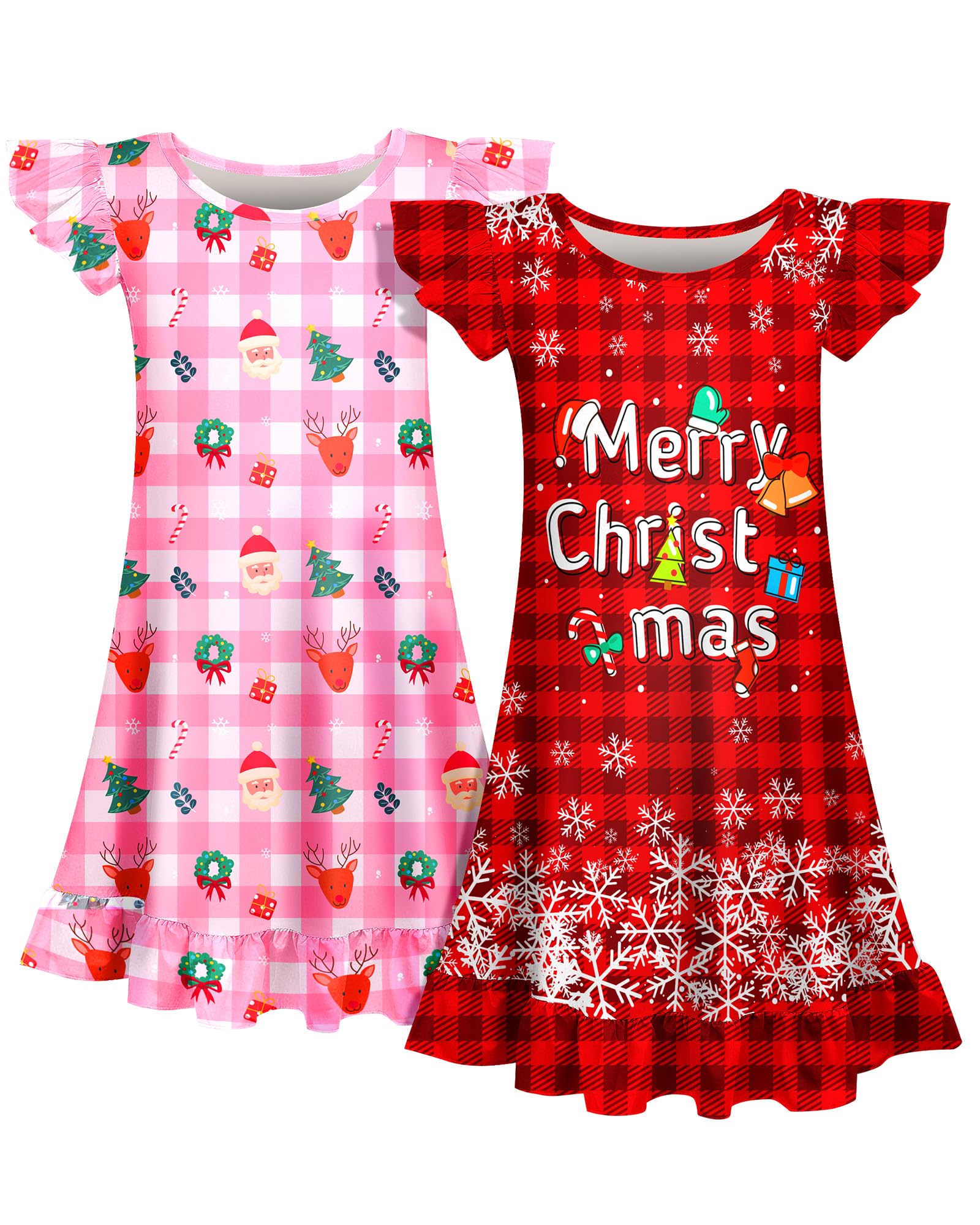 Fiodrimy 2Pcs Girls Nightgowns 3-8 Years Unicorn Sleepwear Night Sleep Dress Pajamas Little Kids Toddler Soft Nightgown