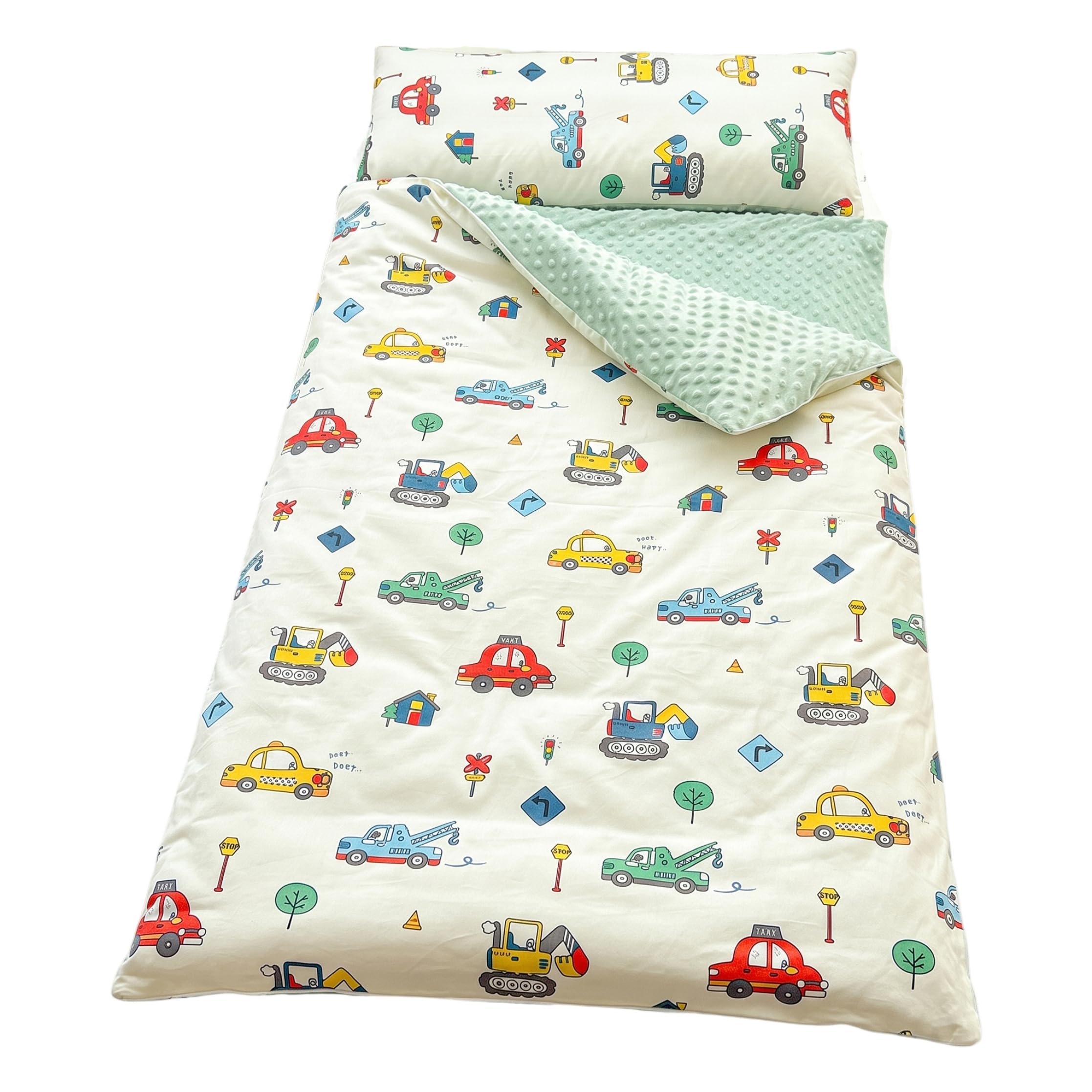 Schlafmatte für Kleinkinder mit Kissen und Decke, Schlafmatte aus Baumwolle für Kindertagesstätten, für Kindertagesstätten, Vorschulreisen, Camping