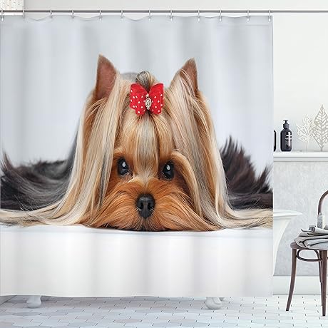 Ambesonne Yorkie Shower Curtain: A Canine Canvas of Unconditional Love