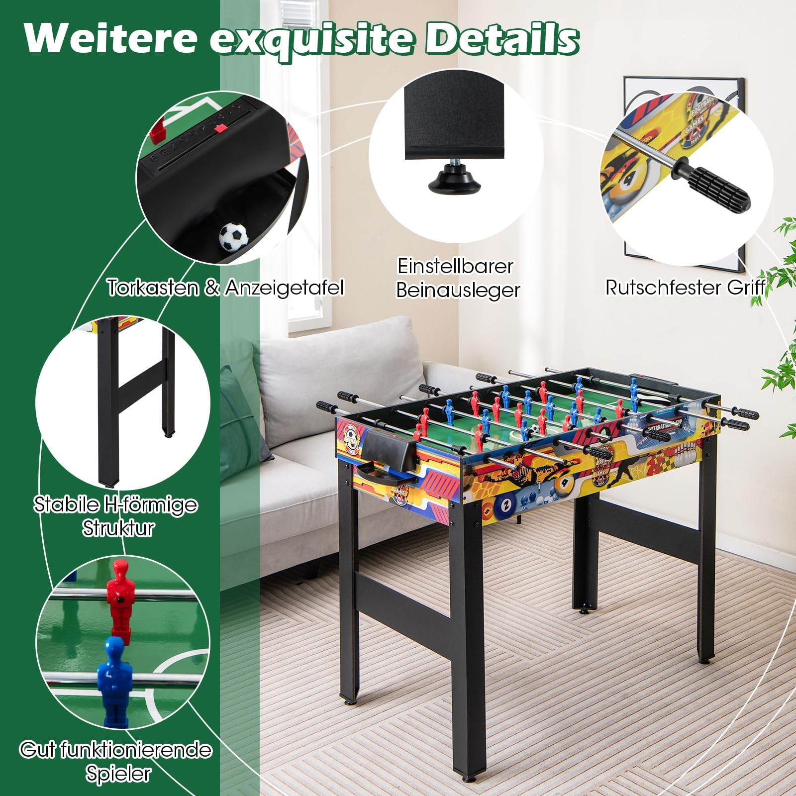 COSTWAY 12 in 1 Spieltisch, Multifunktionstisch mit Tischfußball, Airhockey, Billard, Tischtennis, Schach, Bowling, Shuffleboard, Kombi-Tisch Tischkicker für Zuhause, Büro, Bar