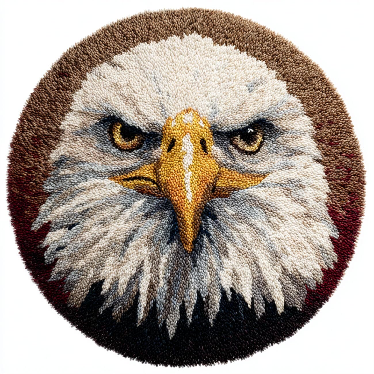 Kitquiver Animal Latch Hook Rug Kits Eagle Portrait Latch Hook Kit for Beginners，Tapestry Carpet Latchs Set for Adults Self Knotting Set DIY Craft Kits 100x100cm