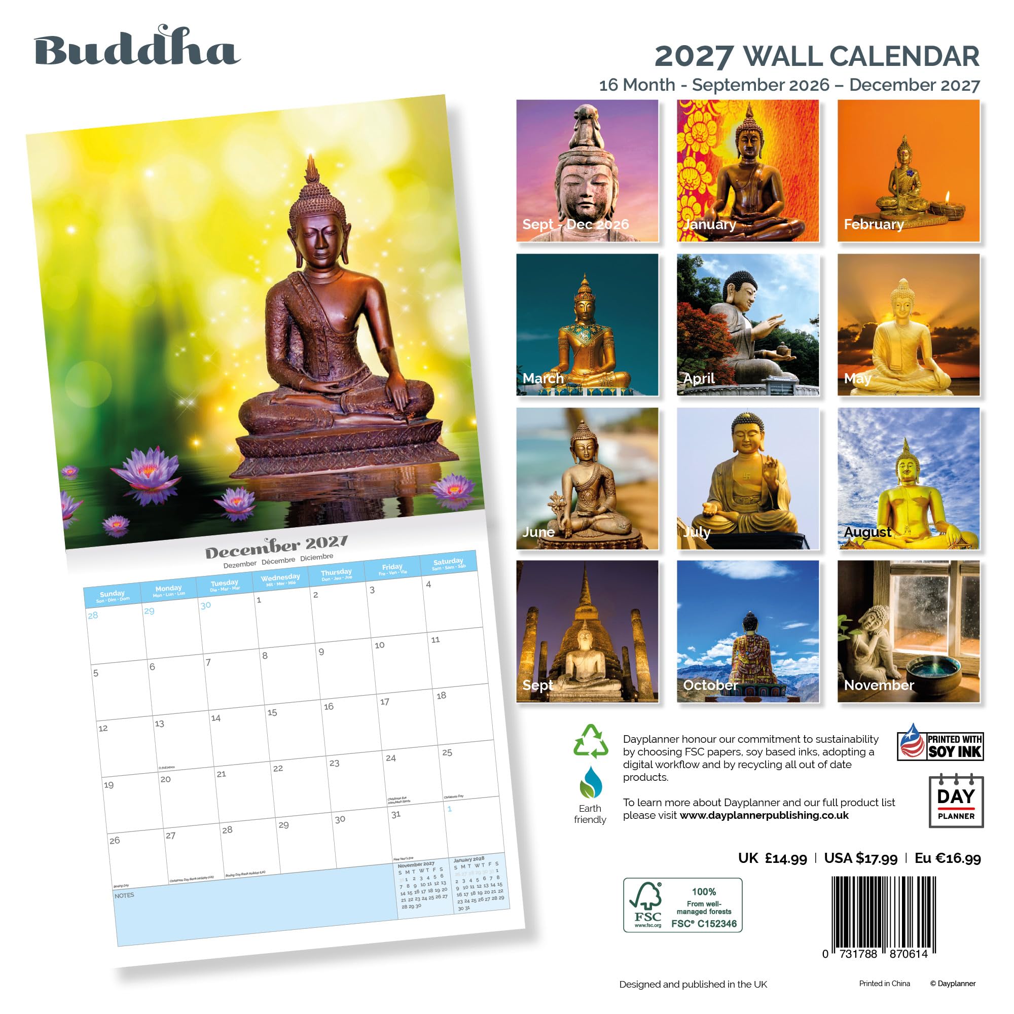 Amazon | Dayplanner 出版 仏暦 2025年 大型 正方形 壁掛けカレンダー