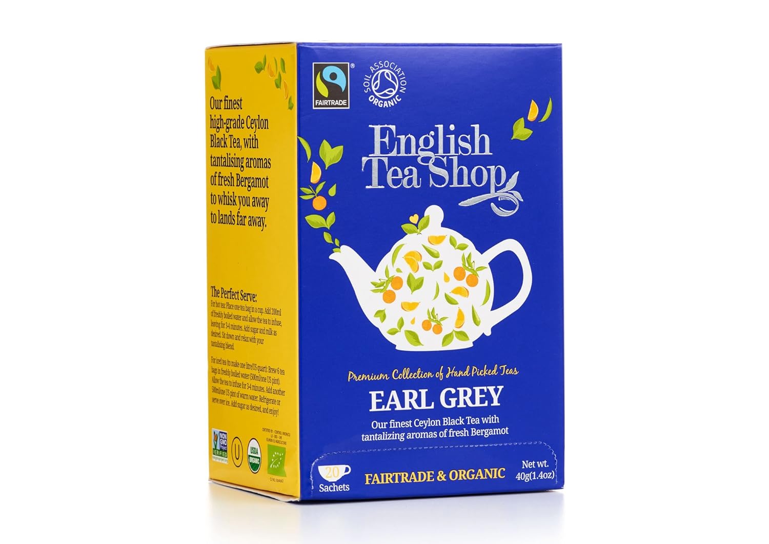 English Tea Shop Earl Grey 20 Sachet Tea Bags, 40 Gram (Pack of 6)