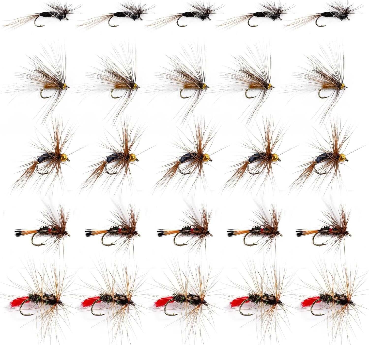 Goture Fly Fishing Flies Kit,25pcs/30pcs/100pcs Fly Fishing Lures,Dry Flies Wet Flies Streamers Nymphs Flies, Fly Fishing Assortment Kit for Bass Trout Salmon Fishing
