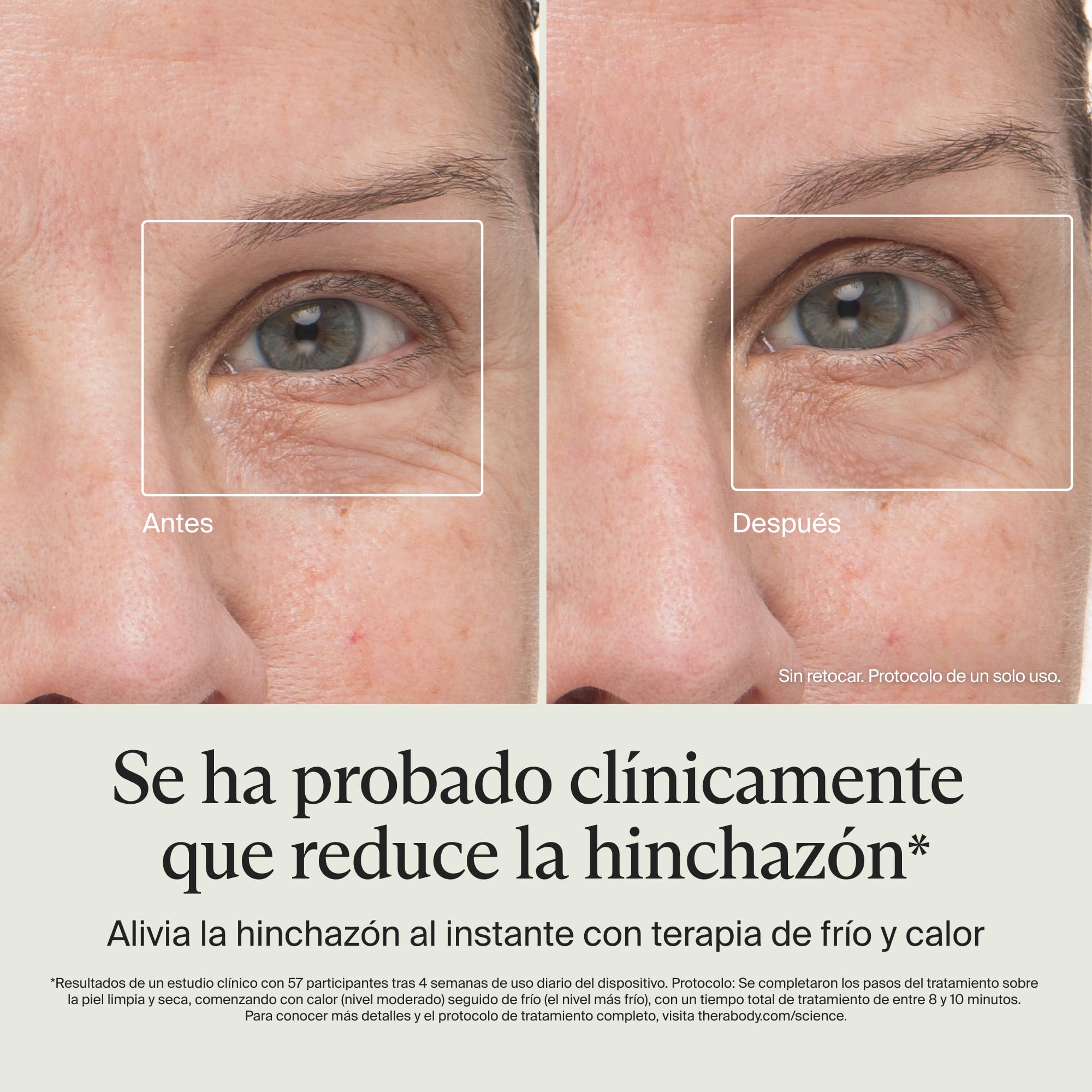TheraFace Depuffing Wand de Therabody – Tratamientos faciales de frío y calor para reducir la hinchazón y dar luminosidad al rostro - Blanco