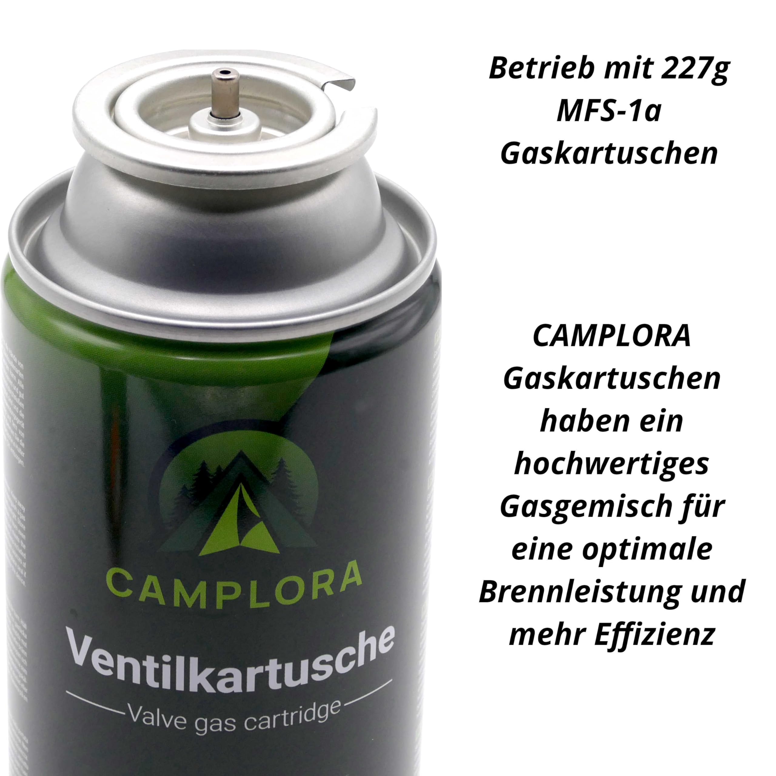 CAMPLORA Quemador de gas + 12 cartuchos de gas MSF-1a de 227 g – Encendido piezoeléctrico – 1 kW – Soplete de soldadura Bunsen quemador cocina y taller quemador quemador flambeador quemador de gas