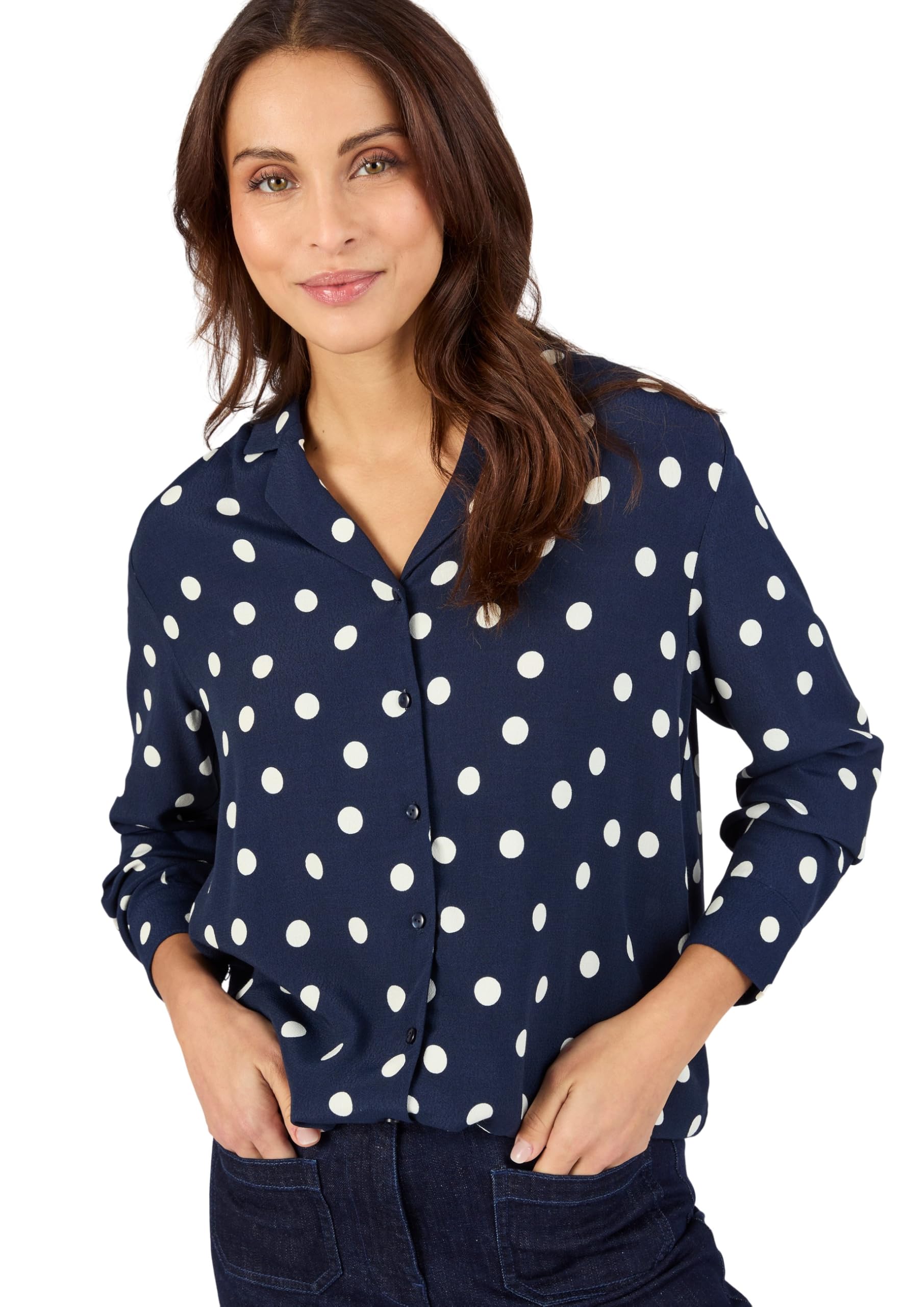 Damart - Polka Dot Belted Tunic, Navy Spot, 14
