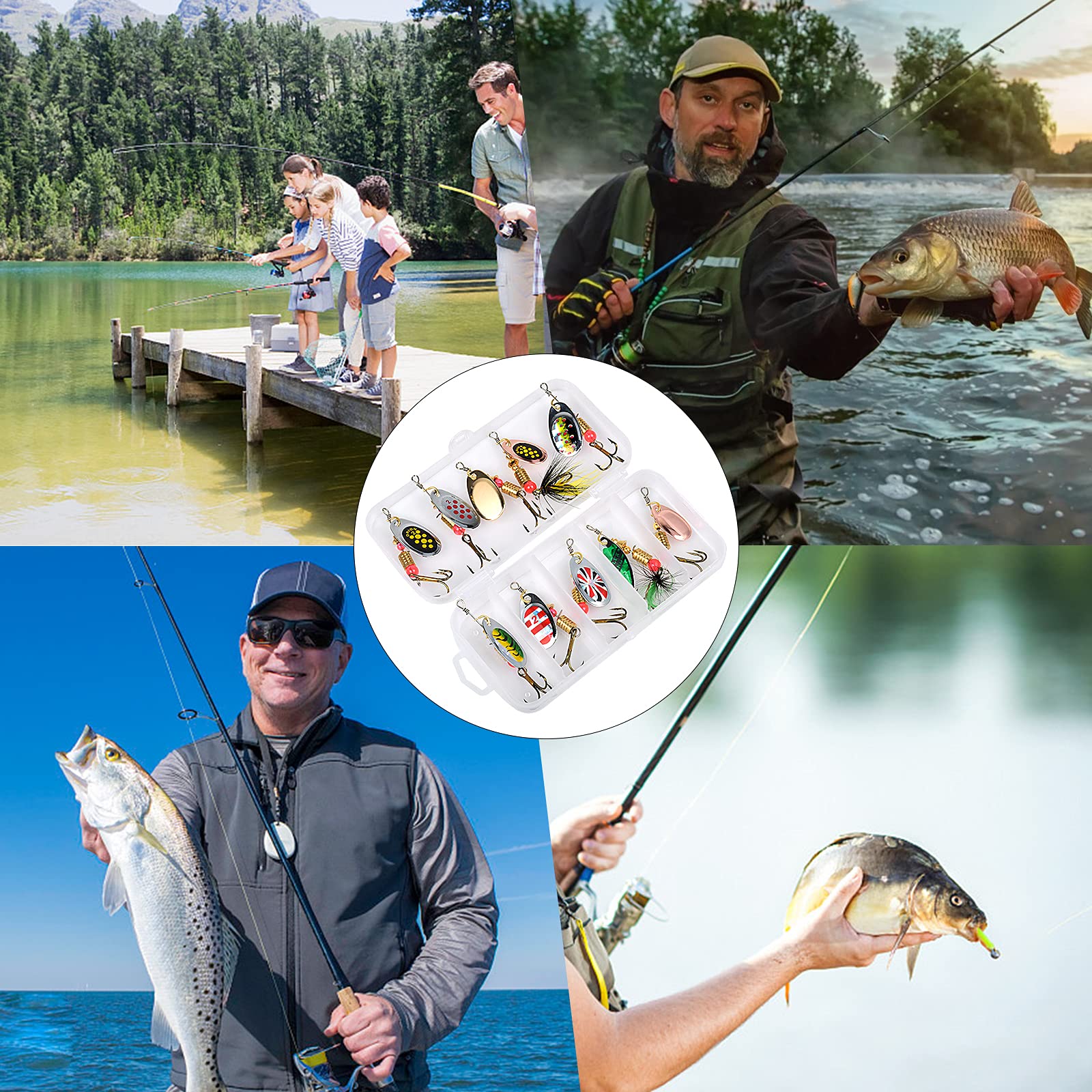 10 Pezzi Esche Per La Pesca in Metallo, Cucchiaini da Pesca con gancio, Esche Artificiali Spinning, Hardbait, Attrezzatura da Pesca Accessori per Pesca in Acqua Salata, Trota, Pesce Persico