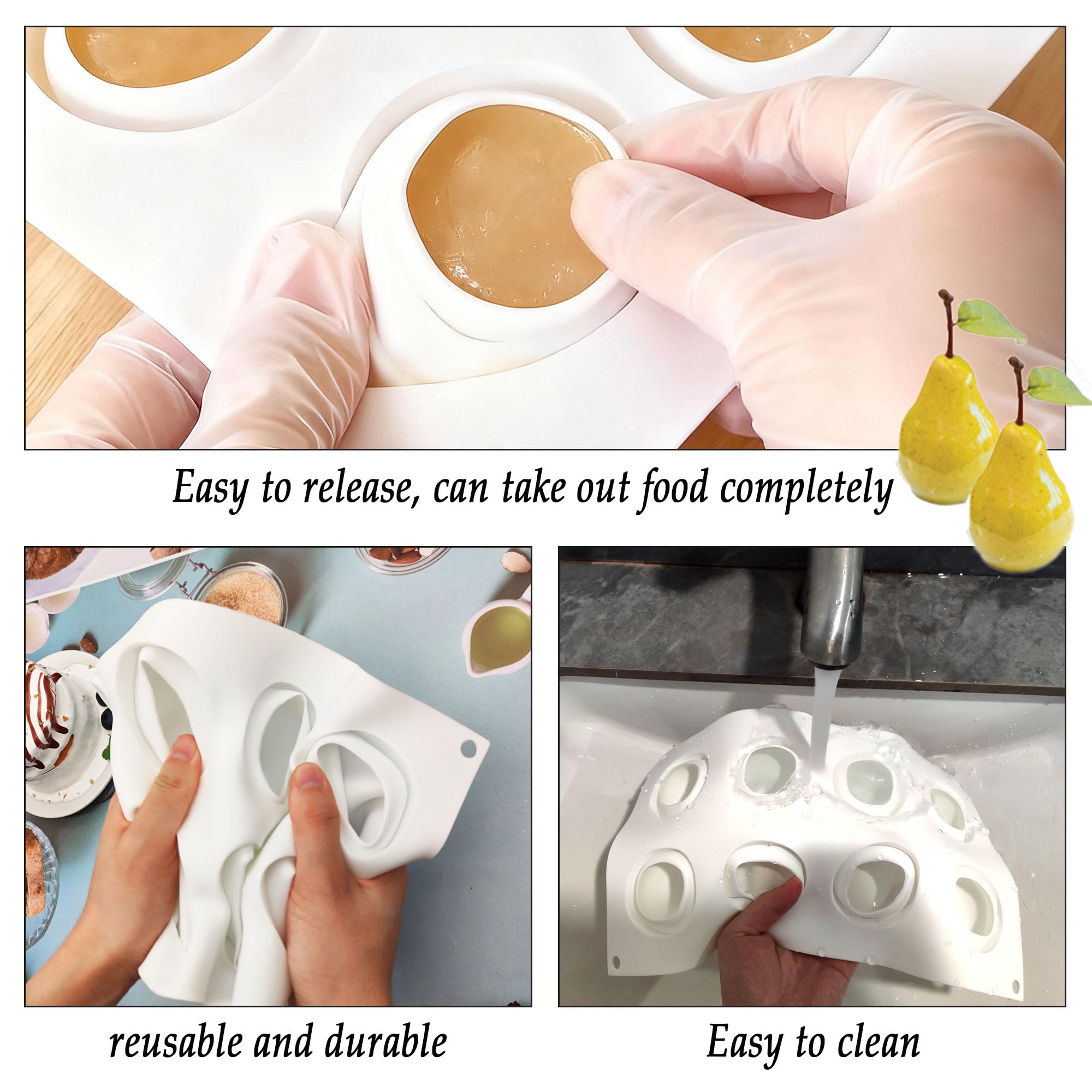 Molde De Silicona 3D Para Postres - Forma De Pera Y Mousse, 8 Huecos, Para Tartas, Chocolate Y Repostería Creativa