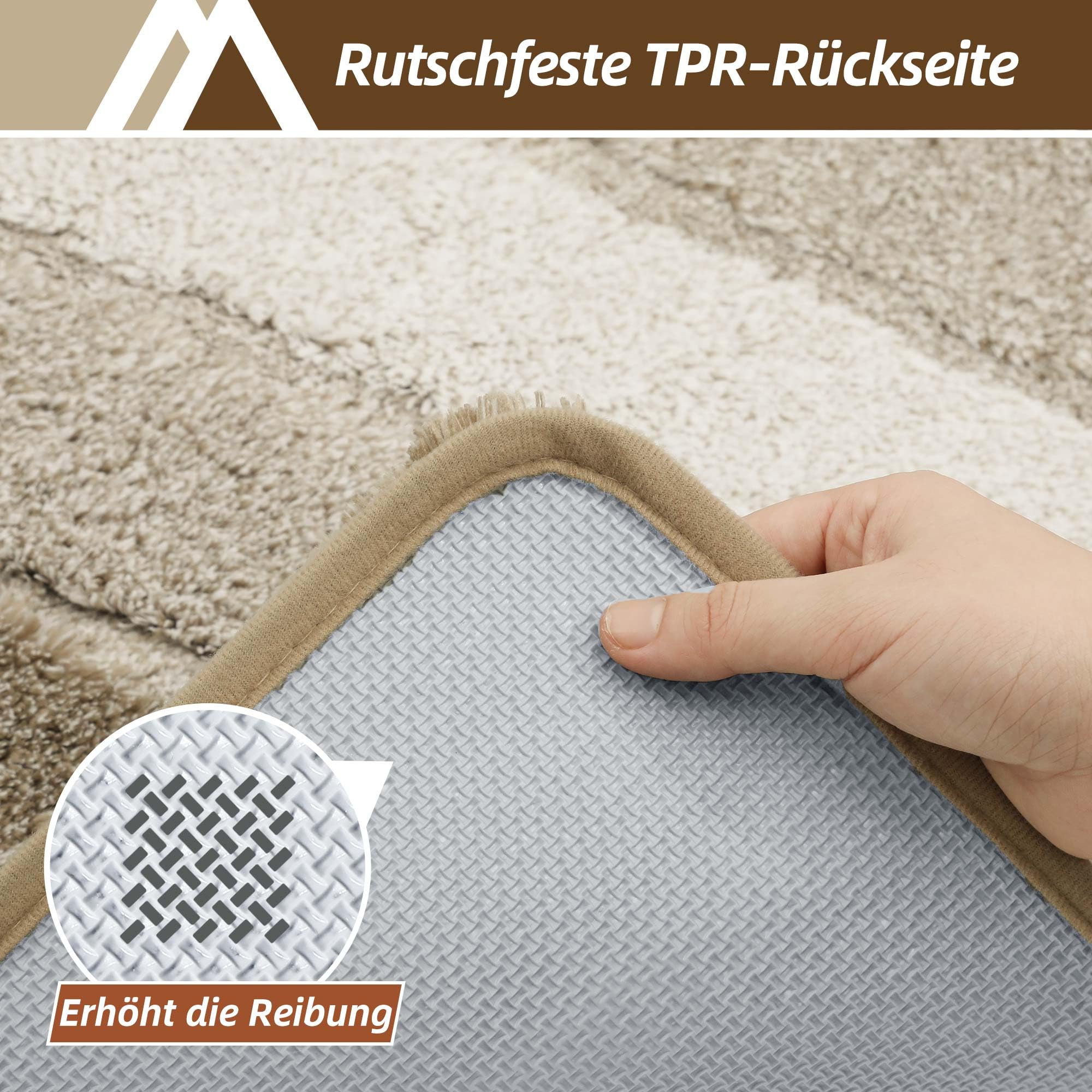 COSY HOMEER Badezimmerteppich 50 x 150 cm, Beige