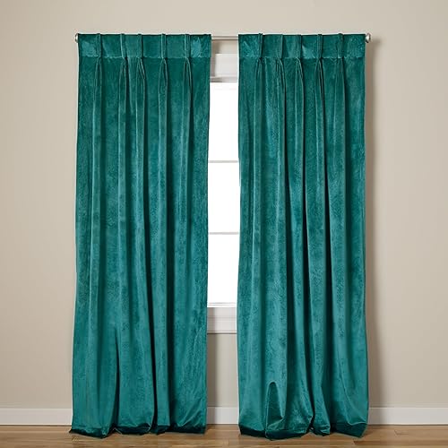 Miniatura 16 de TOWN & COUNTRY LUXE Cortinas de terciopelo sólido para interiores de peso pesado, opacidad con filtro de luz, triple plisado en la parte superior,
