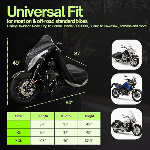 Miniatura 11 de Formosa Covers Deluxe All Season Motorcycle Cover with Storage Bag (XL). Fits up to 94" Length Medium Cruiser, Large Sports Bike. for Models
