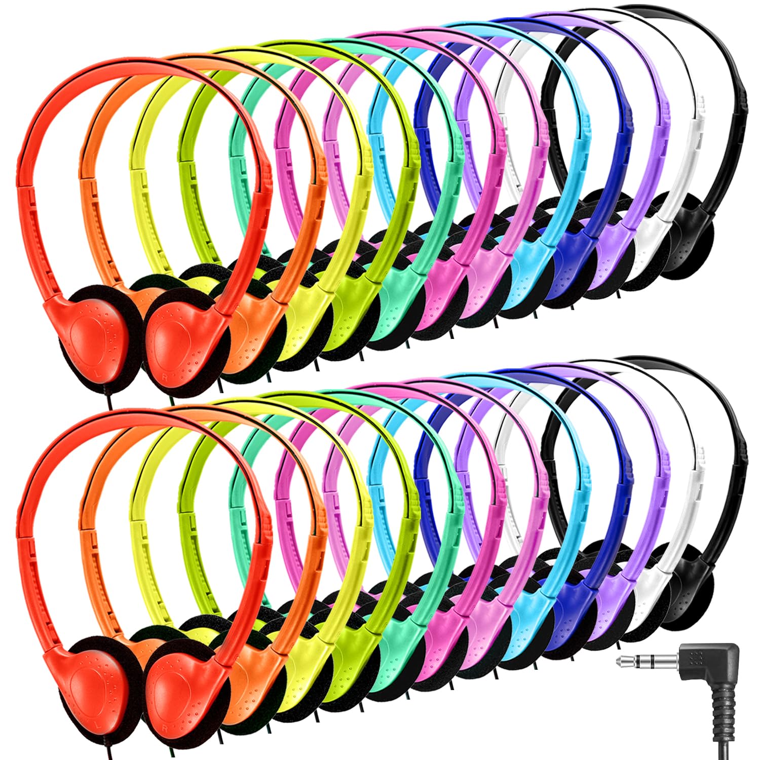 Yoley Classroom Headphones Bulk 54 Pack, Student On Ear Headsets, Comfy Swivel Earphones for Classroom, Library, School, Airplane, for Online Learning