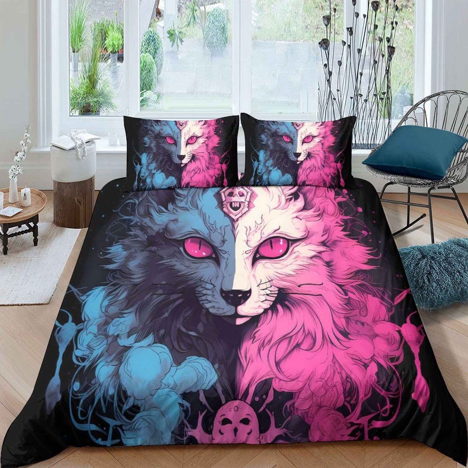 Ctjqhvkz Style-8 3D Printed Wolf Dual Tone Fitted Sheet Microfiber Soft Breathable Fantasy Animal Bed Cover For Bedroom Dorm Mattress Decor Single（135X200cm）