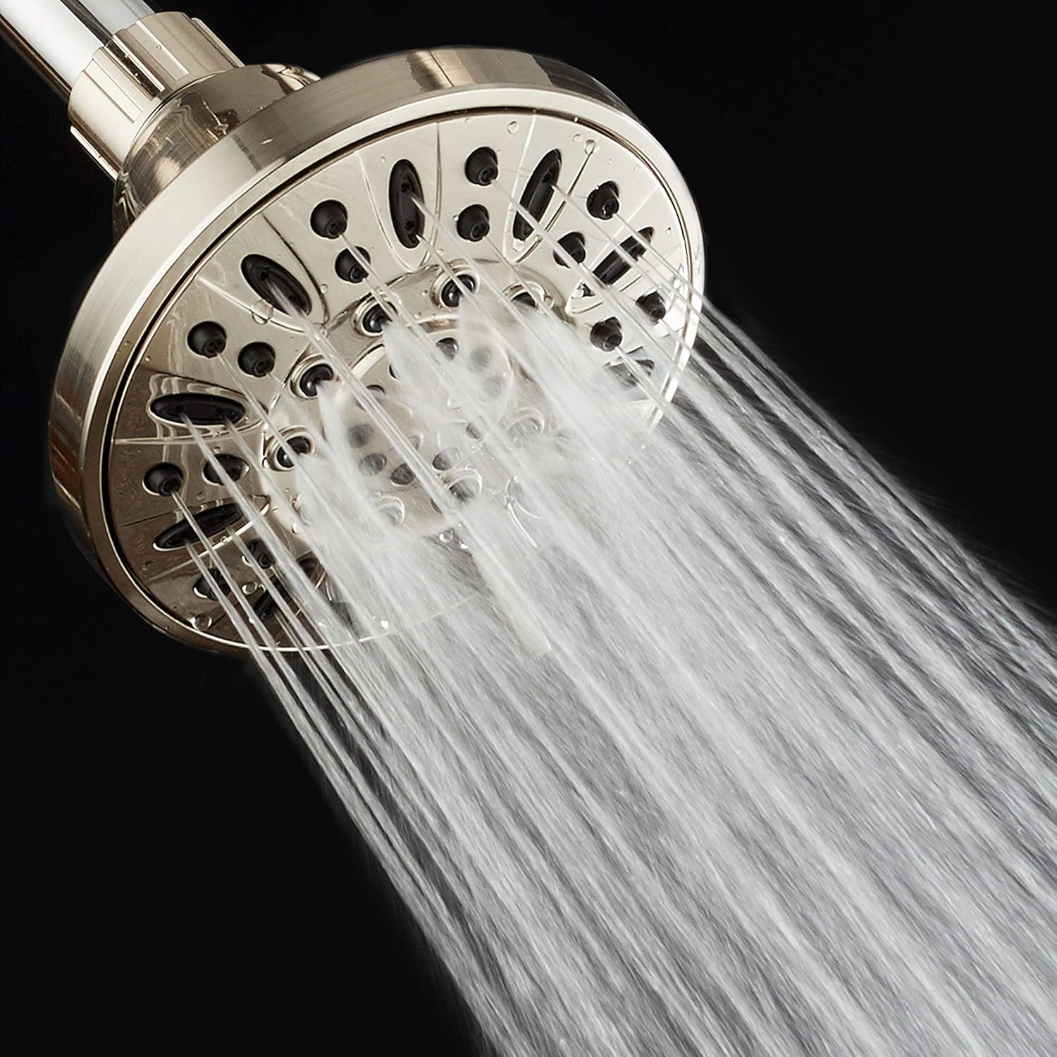 AquaDance Brushed Nickel High Pressure 6-Setting 4" Shower Head – Angle Adjustable, Anti-Clog Showerhead Jets, Tool-Free Installation-USA Standard Certified-Top U.S. Brand