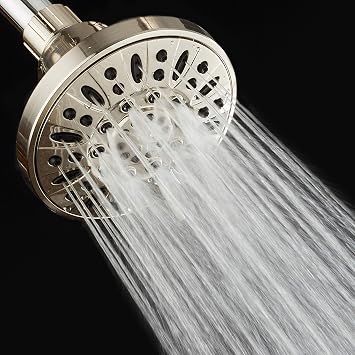 AquaDance Brushed Nickel High Pressure 6-Setting 4 Shower Head Angle Adjustable, Anti-Clog Showerhead Jets, Tool-Free Installation-USA Standard Certified-Top U.S. Brand 1.8 GPM