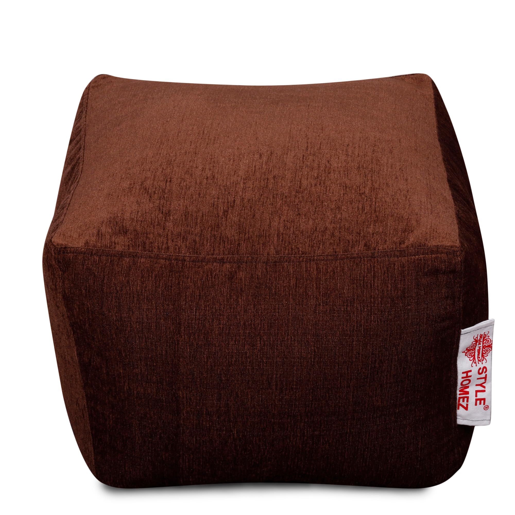 Style Homez Haut Collection, Square Poof Bean Bag Ottoman Stool Large Size Gold Medallion Color Premium Velvet Fabric, Cover Only-image-47
