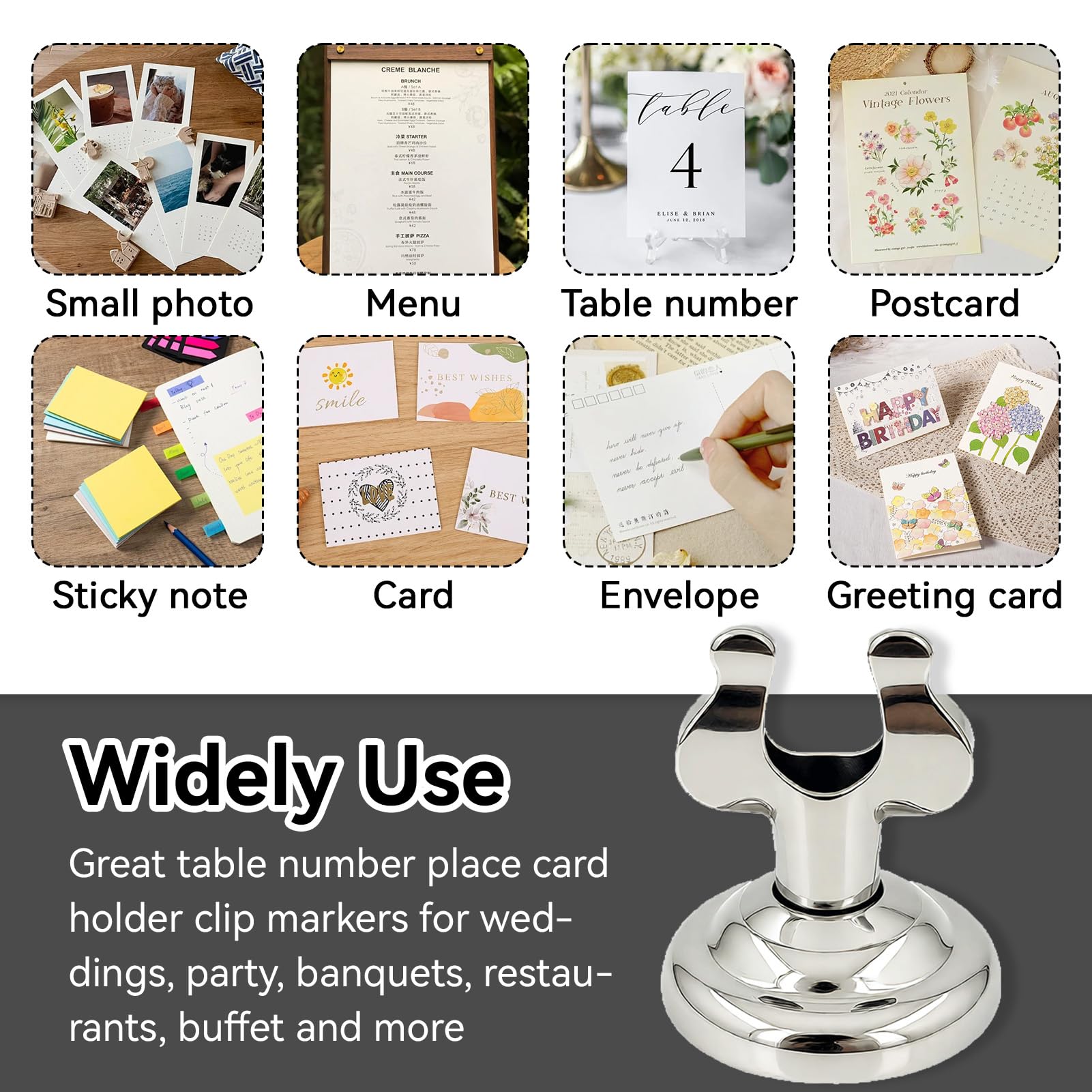 Porta del numero di tavolino per piccolo tavolo da 10 pezzi da 4 cm, supporto clip arpa in acciaio in acciaio/tavolo supporto tabletop stand matrimonio ristorante
